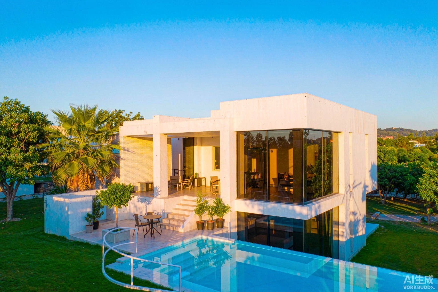 Luxury modern villa with infinity pool and floor-to-ceiling glazing