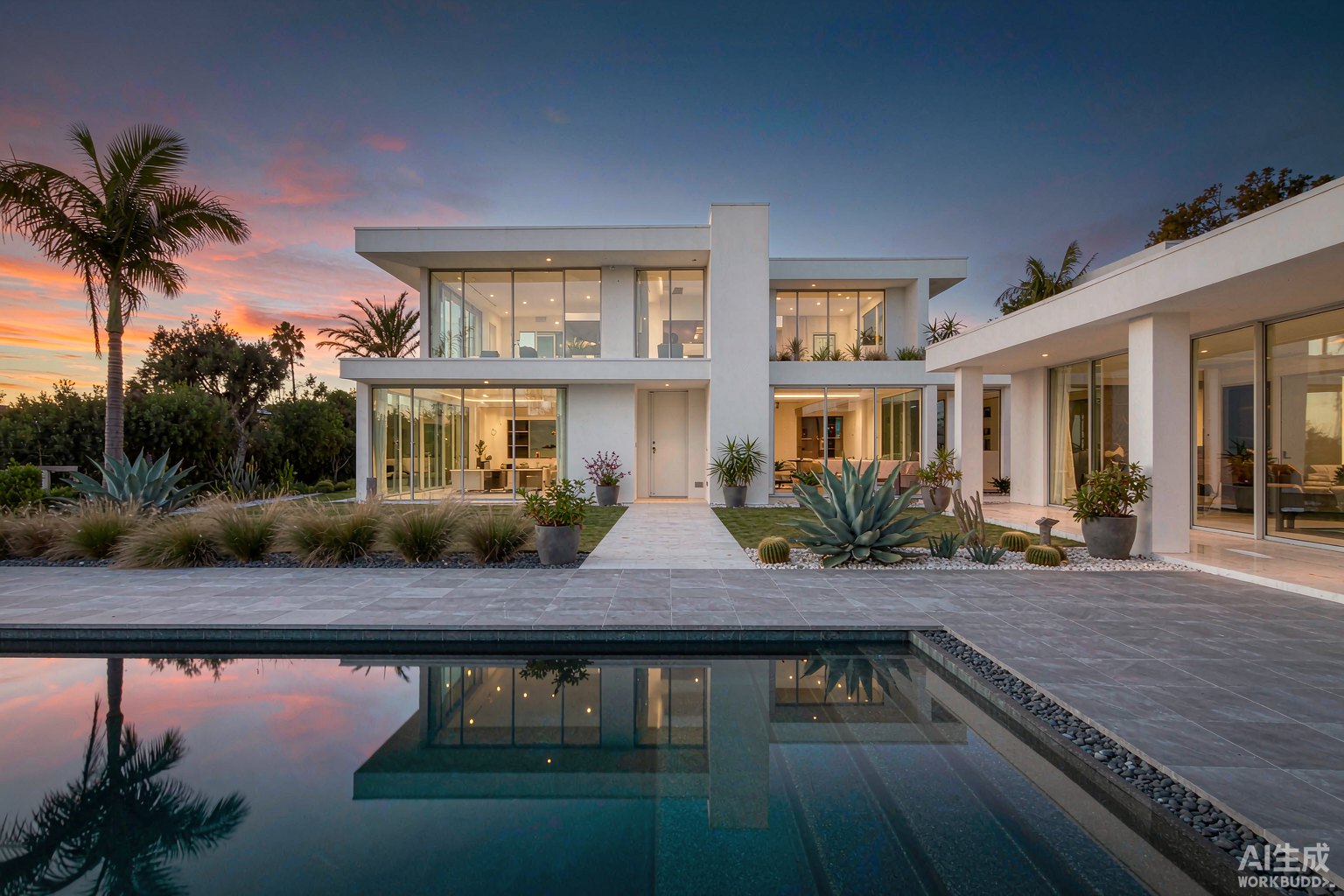 Luxury modern villa with pool in the United States