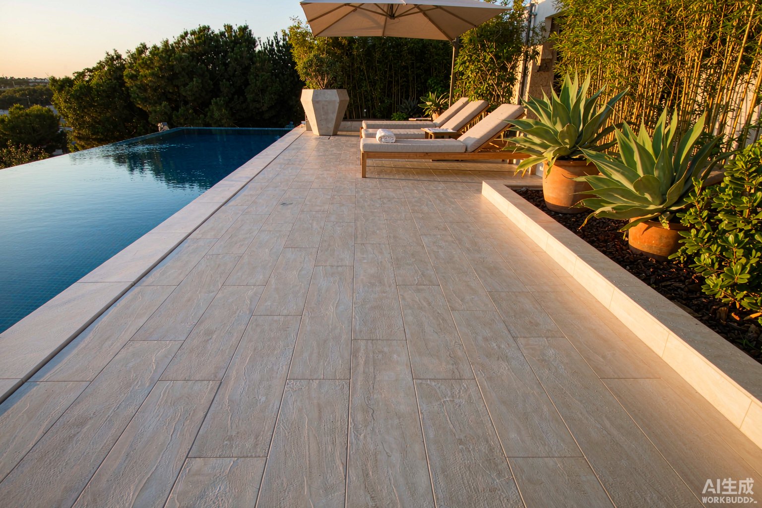 Outdoor pool and paving